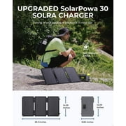30W Solar Charger with Kickstand, BigBlue SolarPowa 30 ETFE Solar Panel Charger with DC, PD 20W USB-C and USB-A, IP65 Waterproof, Compatible with iPhone, Samsung, iPad, Small Power Station