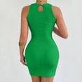 thumbnail image 6 of Blmnix Dress Women Short Dress Bodycon Sexy Dresses Dress Crew Neck Green Mini Sleeveless Adjustable Waist Ladies Summer Dresses,S, 6 of 7