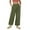 Olive Green, variant on Wyobmus Womens Wide Leg Linen Pants Solid Color Chino Pants Elastic Waist Loose Casual Summer Vacation Work Pants Olive Green