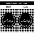 thumbnail image 3 of Welcome Laurel Wreath House Flag 28 x 40 Inch Large Vertical Double Sided Black White Buffalo Check Plaid Seasonal Outside Décor for Garden Yard Farmhouse Flags, 3 of 6