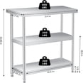 thumbnail image 4 of Stainless Steel Table, 14 x 24 x 34 Inch, 3-Tier Metal Prep Table with 2 Undershelf & Gloves, Commercial Kitchen Utility Workstation for Restaurant, Hotel, Laundry, Garage, Indoor, Outdoor, BBQ, 4 of 8
