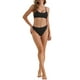 thumbnail image 2 of Conjuntos de bikini de tirantes ajustables para mujer de 2 piezas, parte inferior de cintura alta acanalada, trajes de baño en negro mediano, 2 of 5