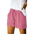 thumbnail image 2 of AKEGAMN Comfy Drawstring Elastic Waist Pocket Loose Casual Shorts, Pink S-5XL, 2 of 3