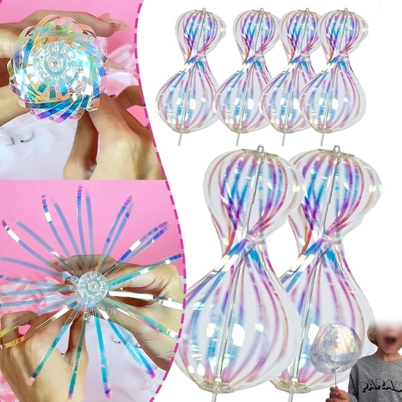 Magic Rainbow Spinner, Rainbow Twirler Stick, 4pcs Bubble Magic Wand, Magic Party Bubble Wand, Rainbow Spinner Toy, Spin Glitter Stick, for Party Festivals and Funny Attractive Night (6pcs)