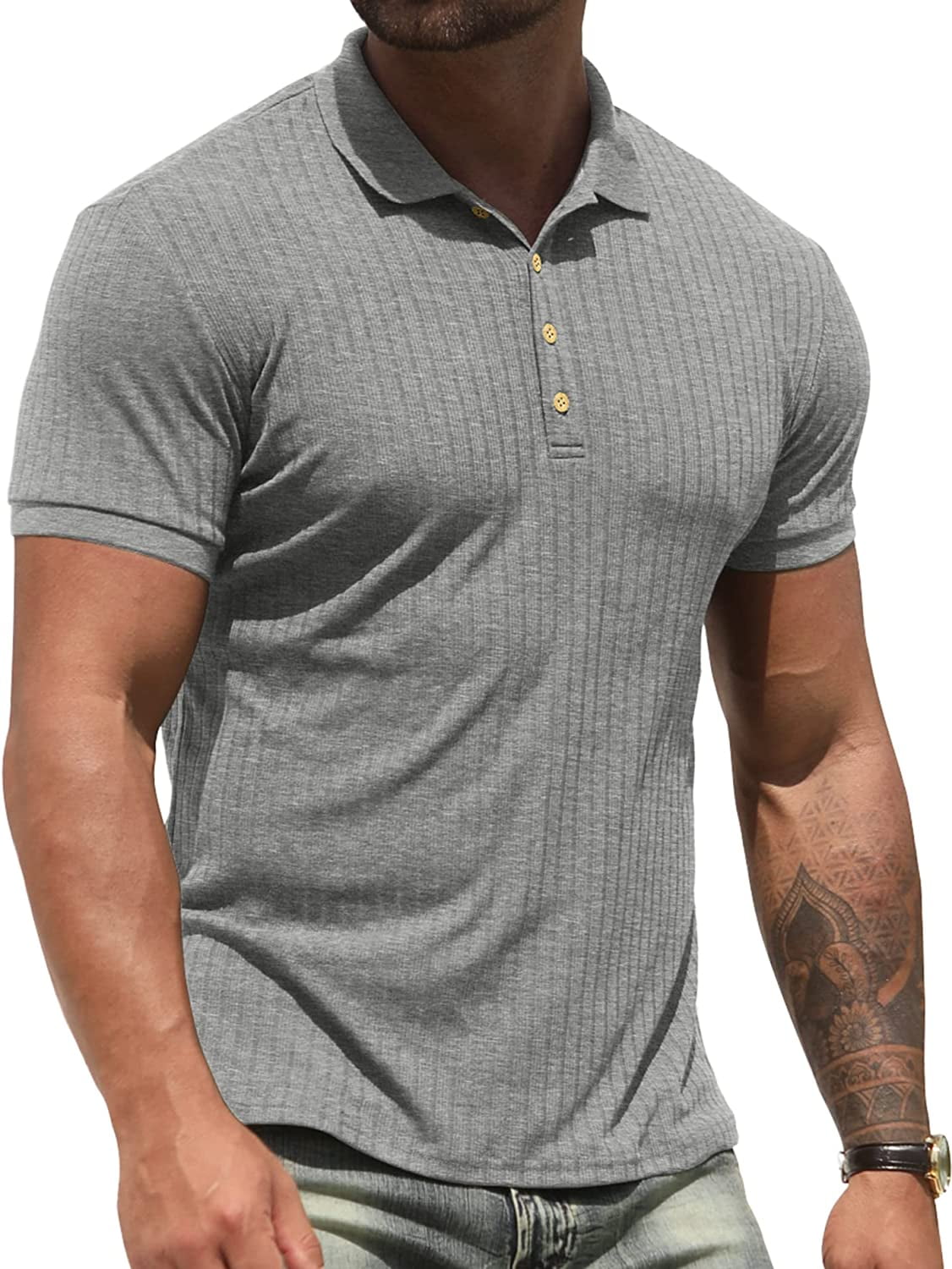 Iceglad Men's Polo Shirts Short Sleeve Casual Slim Fit Workout Shirts ...