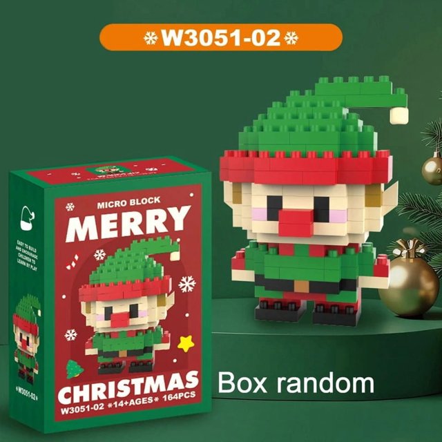 Christmas Micro Building Blocks Set, Santa Claus and Reindeer DIY Puzzle Assembly Bricks, Festive Table Decoration Ornament, Educational Creative Christmas Gift for Kids