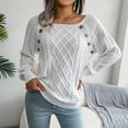 thumbnail image 5 of Fesfesfes Women Sweaters Casual Solid Long Sleeve Loose Round Neck Sweater Pullver Button Blouse Fall Tops Plus Size Clearance $10, 5 of 8