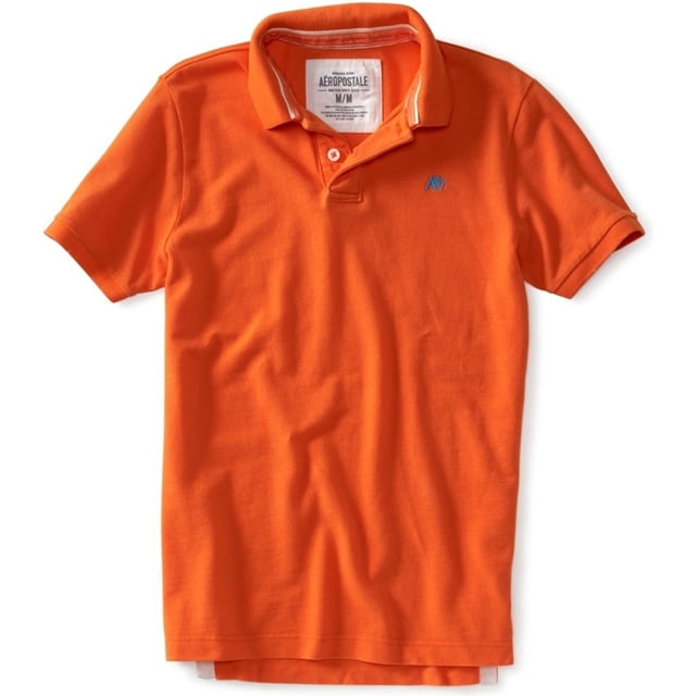 Aeropostale Solid A87 Uniform Logo Rugby Polo para Hombre, Naranja, X-Large