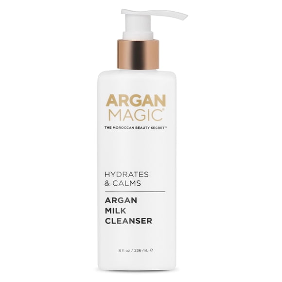 Argan Magic hidrata y calma el limpiador de leche de argán: limpia y elimina suavemente el aceite y la suciedad acumulados | Hidrata Calma y Calma | Sin parabenos, sin crueldad, fabricado en EE. UU. (