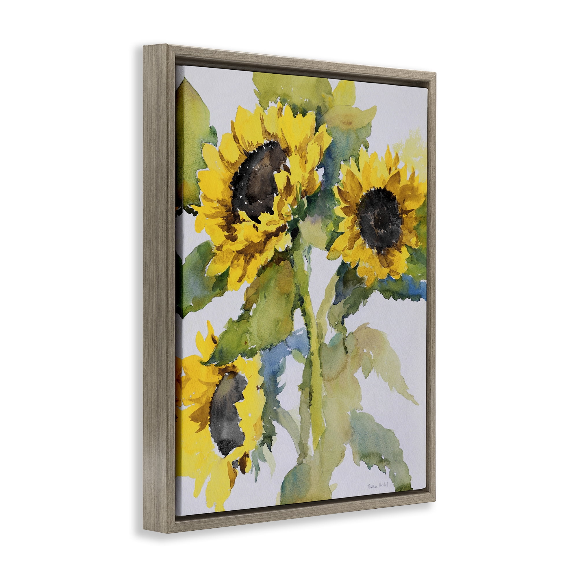 Stupell Industries Bright Blooming Bouquet Botanical & Floral Painting Brown Floater Framed Art Print Wall Art, 17 x 21