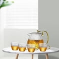 thumbnail image 4 of Juego de tetera de vidrio transparente con borosilicato alto para el hogar y la oficina 1xTetera + 4xTaza de té, 4 of 6