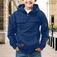 thumbnail image 2 of Quarter Zip Hoodie Kids Boys Oversized Hoodies Half Zip Up Sweatshirts Long Sleeve Preppy Pullover Shirts Fall Winter Warm Athletic Tops, 2 of 7
