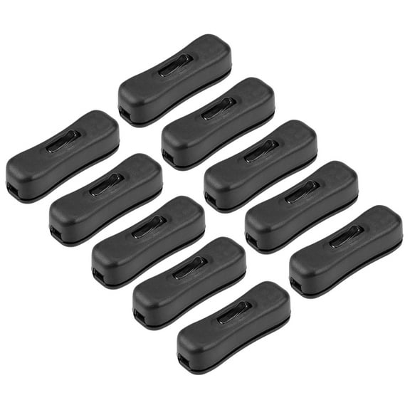 Uxcell Inline Cord Switch AC 250V 2A SPST Feed-Through Rocker Switch for Bedroom Table Lamp Desk Light Black 10Pack
