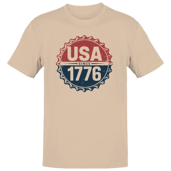 Smartprints USA Since 1776 Vintage Patriotic Men's T-shirt, Natural, S