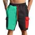 thumbnail image 2 of JoveMarine Men's Color-Block Casual Shorts, American Style 5-Pocket Design, Versatile Fashion Shorts for Daily, Beach and Summer Parties Black L, 2 of 5
