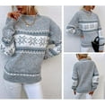 thumbnail image 2 of Women’s Casual Leopard Print Knitted Pullover Sweaters Long Sleeve Crew Neck Jumper Tops, 2 of 6
