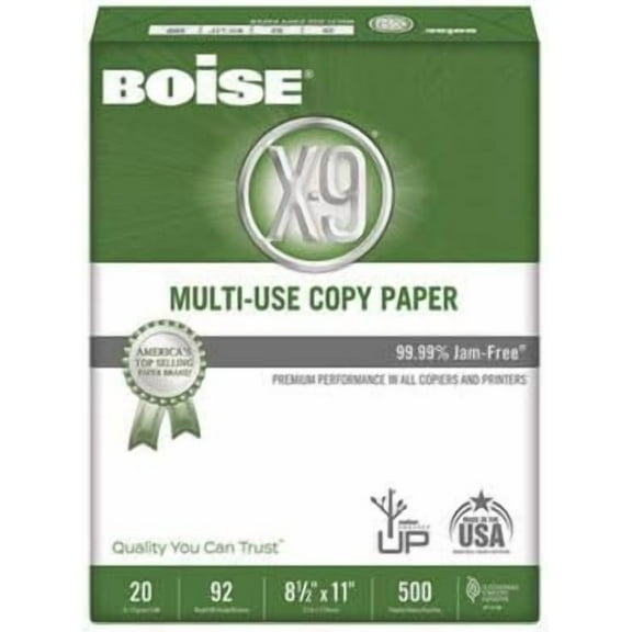 X-9 Multi-Use Copy Paper, 92 Bright, 20lb, 8-1/2 X 11, White, 5000 Sheets/carton