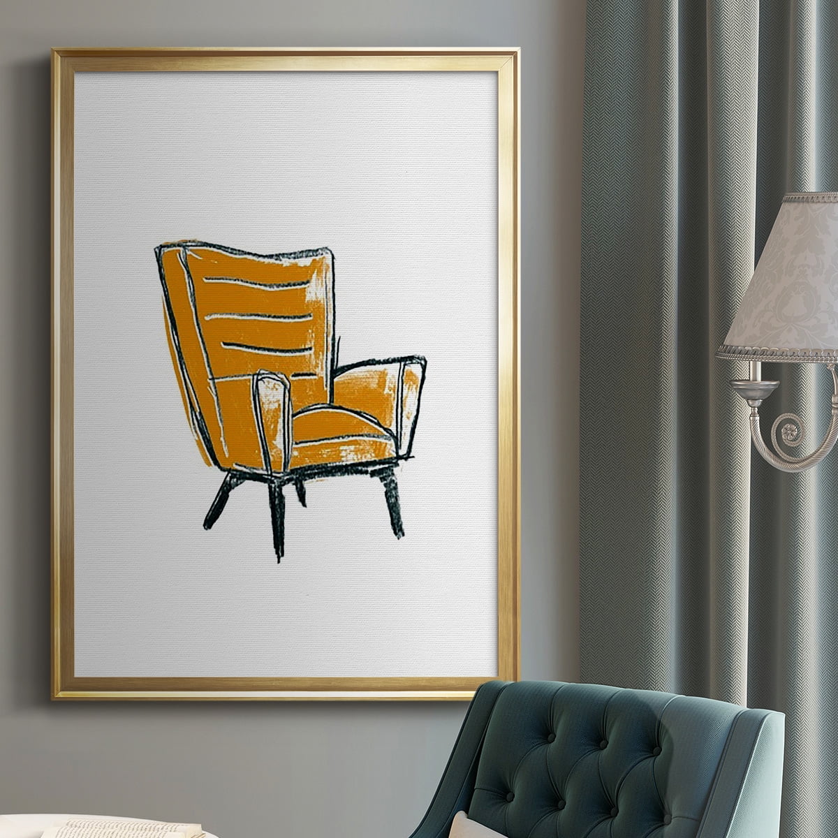 Take a Seat III Premium Framed Print, in Gold, Black, or Silver - Ready to Hang