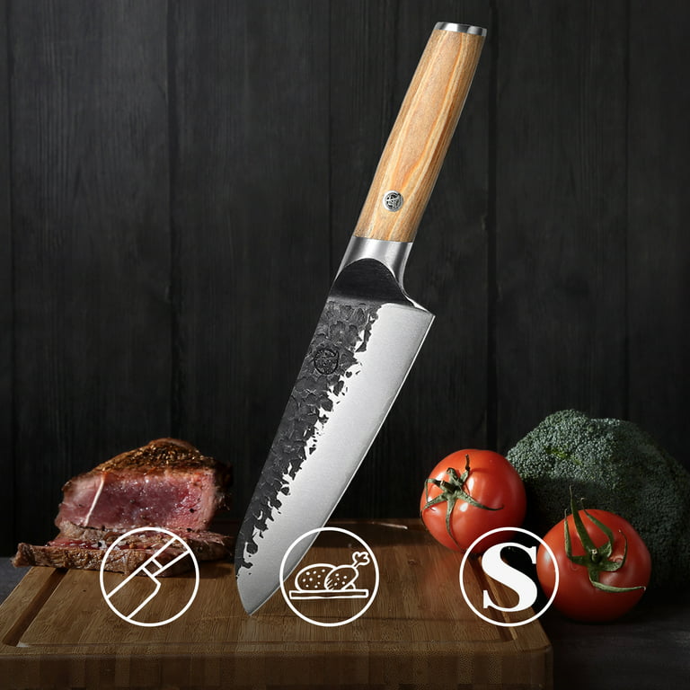 MITSUMOTO SAKARI 7 inch Japanese Santoku Chef Knife, High Carbon Stainless  Steel Kitchen Cooking Knife 