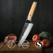 MITSUMOTO SAKARI 7 inch Japanese Santoku Chef Knife, High Carbon Stainless Steel Kitchen Cooking Knife