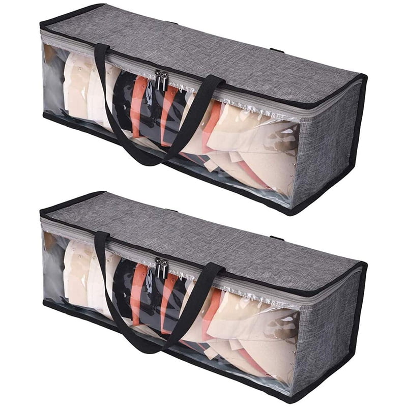 2 Packs Hat Storage,Baseball Cap Organizer, Hat Bag for Travel,Cap Holder,Hat Case with Carry Handles and Dual Zipper, Size: Large, Gray