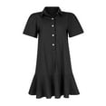 thumbnail image 2 of Dinner Dress, Shirt Casual Short Sleeve Half Open Hem Ruffle Button Mini Dresses Sexy Green Dress Womens Black 2024 Semi Formal Dresses Women For Birthday Dresses Midi Dresses (XXL, Black) ZMTing, 2 of 4