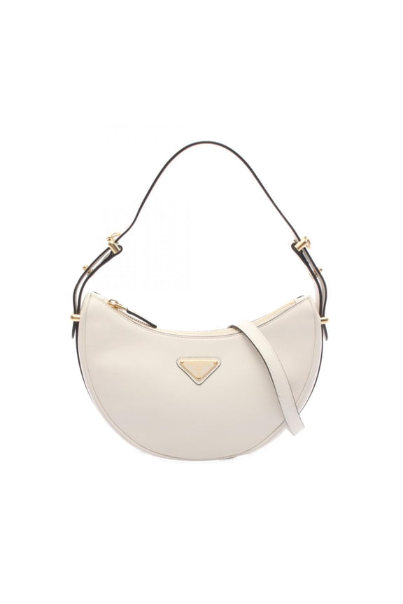 Pre-Owned Prada Arke Soft Calf Leather Handbag, Women's, White, 1BC194 (Good)