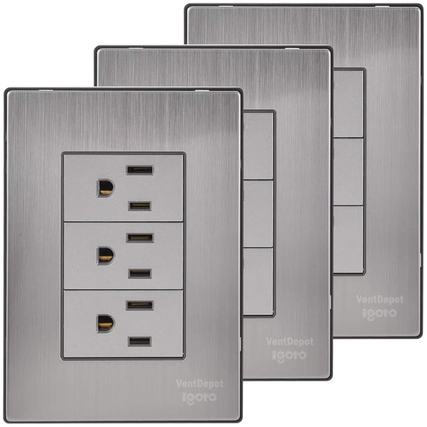 Tomacorrientes Certificado Inoxium3CSilver 3Pzas Contactox3 125-250VCA 15A 50/60Hz Plateado Acero Inoxidable/PC.