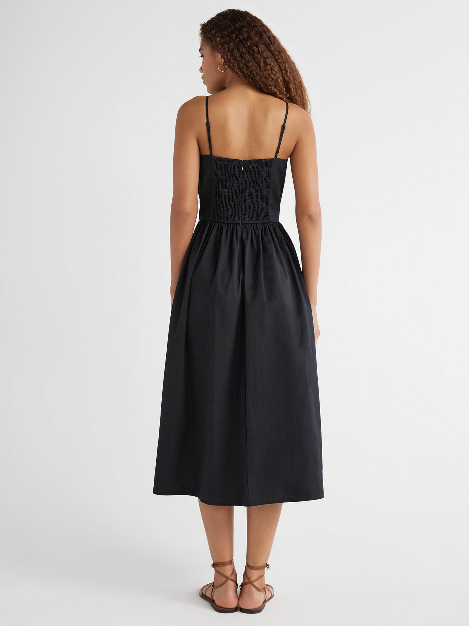 Free Assembly Women's Sleeveless Square Neck Midi Dress, Sizes XS-XXL
