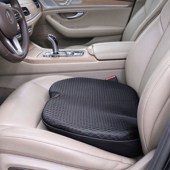 Hskeji Car Seat Cushion Wedge Booster Pillow, Memory Foam Heightening Pad for Short People Driving, Non-Slip Breathable Lumbar Support Cushion for Truck Driver Long Distance Comfort
