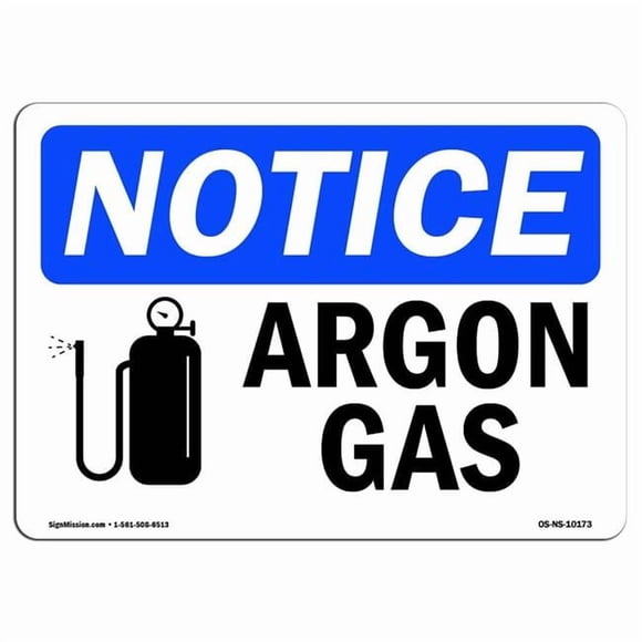 SignMission OS-NS-D-35-L-10173 Signe d'Avertissement - Gaz d'Argon avec Symbole