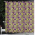 thumbnail image 3 of Ambesonne Retro Shower Curtain, Zigzag Circles Lines Plot, 69"Wx70"L, Pale Eggplant Lime Green, 3 of 4