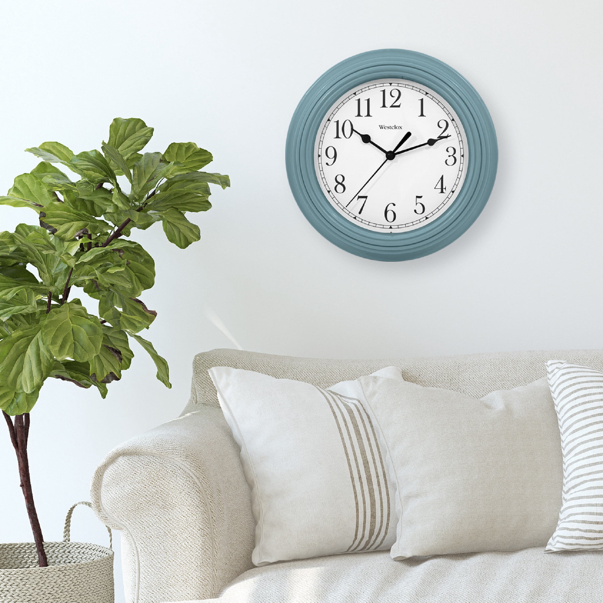 Westclox 9 inch Sea Fog Blue Round Simplicity Analog QA Wall Clock