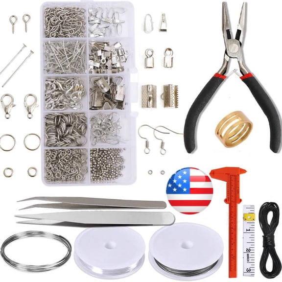 Jewelry Making Supplies Kit, 926 Pcs Jewelry Repair Kit with Pliers Findings and Beading Wires for Adults and Beginners(Silver)