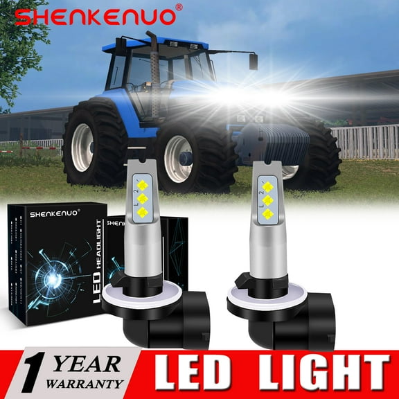 SHENKENUO US Seller  2 Super LED Headlight Bulbs for New Holland Skid Steer 1925, 8670, 8770,6000k White,Pack of 2,C48