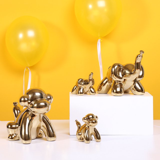 Adornos de mono y elefante modernos y sencillos, estilo nórdico, accesorios creativos dorados para el hogar, armario de vinos, decoraciones suaves para el pasillo