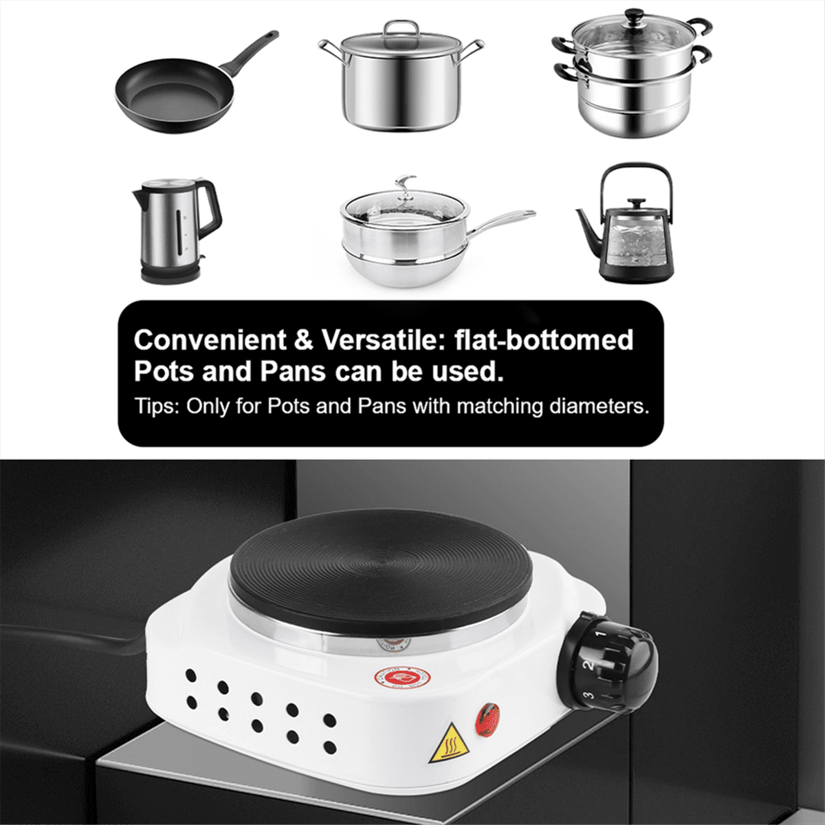 Mini Electric Stove Multifunctional Kitchen Appliance Hot Potelectricheating Platemilkwater Heating Stove US Plug C,1 x Electric stove,Silver gray