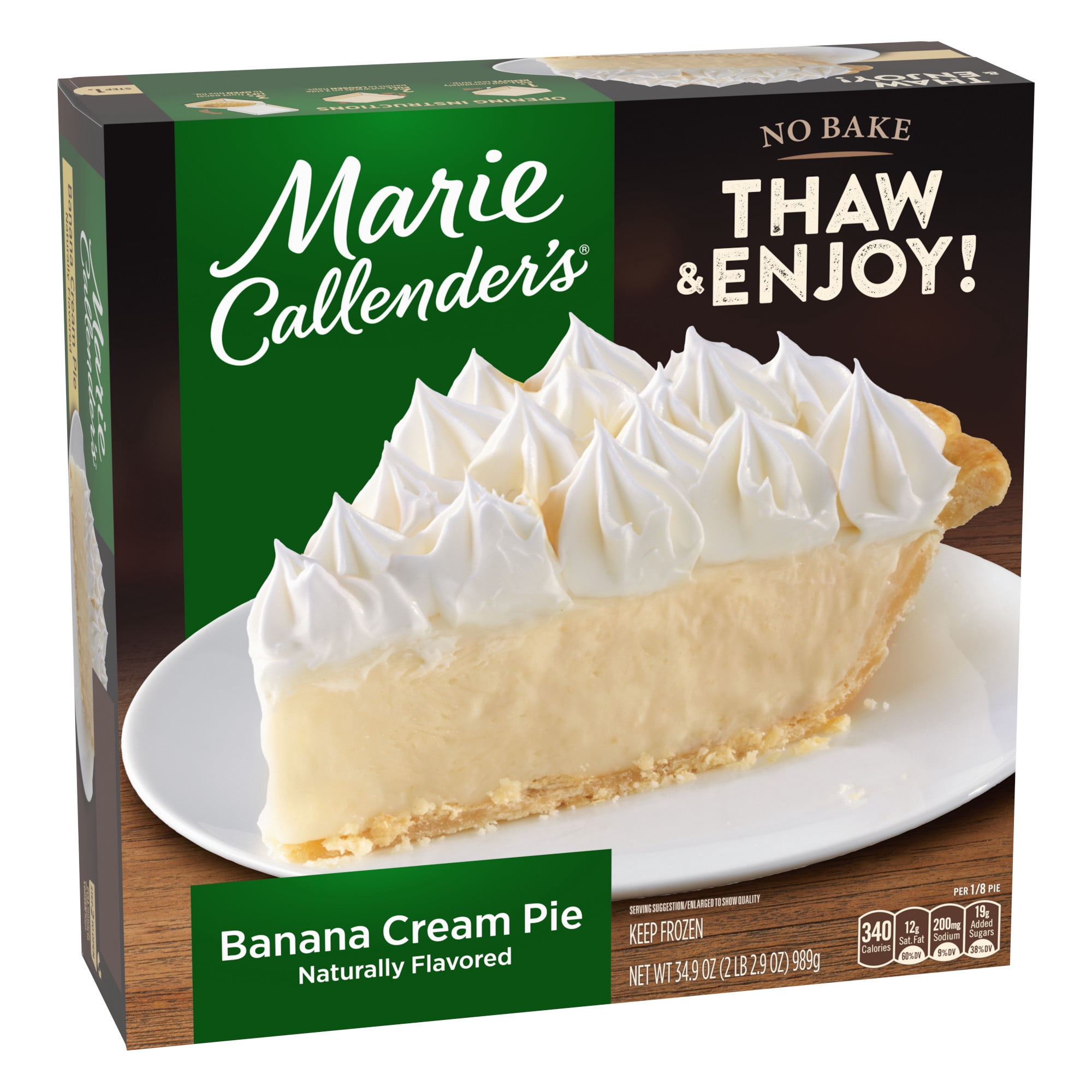 Marie Callender's Banana Cream Pie, Thaw & Enjoy Frozen Dessert, 34.9 oz.
