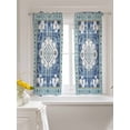 thumbnail image 3 of Blue Boho Curtains 45 Inch Length,Sheer Curtains for Bedroom Living Room Window Farmhouse Bohemian Medallion Oriental Flower Rod Pocket Drapes Kitchen Curtains Small Half Window 42"x45" 2 Panels, 3 of 7
