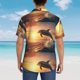 thumbnail image 4 of Balery Sunset Dancing Dolphin A Camisas hawaianas de manga corta para hombre, camisas playeras de corte holgado, camisas de vacaciones con botones,Large, 4 of 7