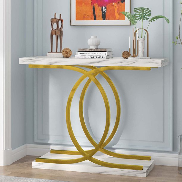 Gold Entryway Table, Modern 40Inch Console Table Accent Table with