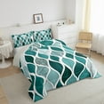 thumbnail image 3 of jejeloiu Waves Striped Lines Queen Comforter Set,Boho Gemoetric Pattern Bedding Sets,Cyan Mermaid Print Abstract Bedding Comforter Set For Adults,Super Cozy Room Decor Reversible,3-Piece, 3 of 8