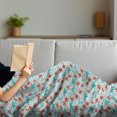 thumbnail image 3 of Floral Soft Flannel Fleece Throw Blanket, Artwork of Paintbrush Drawn Flowers on Branches, Cozy Plush for Indoor and Outdoor Use, 70" x 90", Vermilion Pale Blue, by Ambesonne, 3 of 5