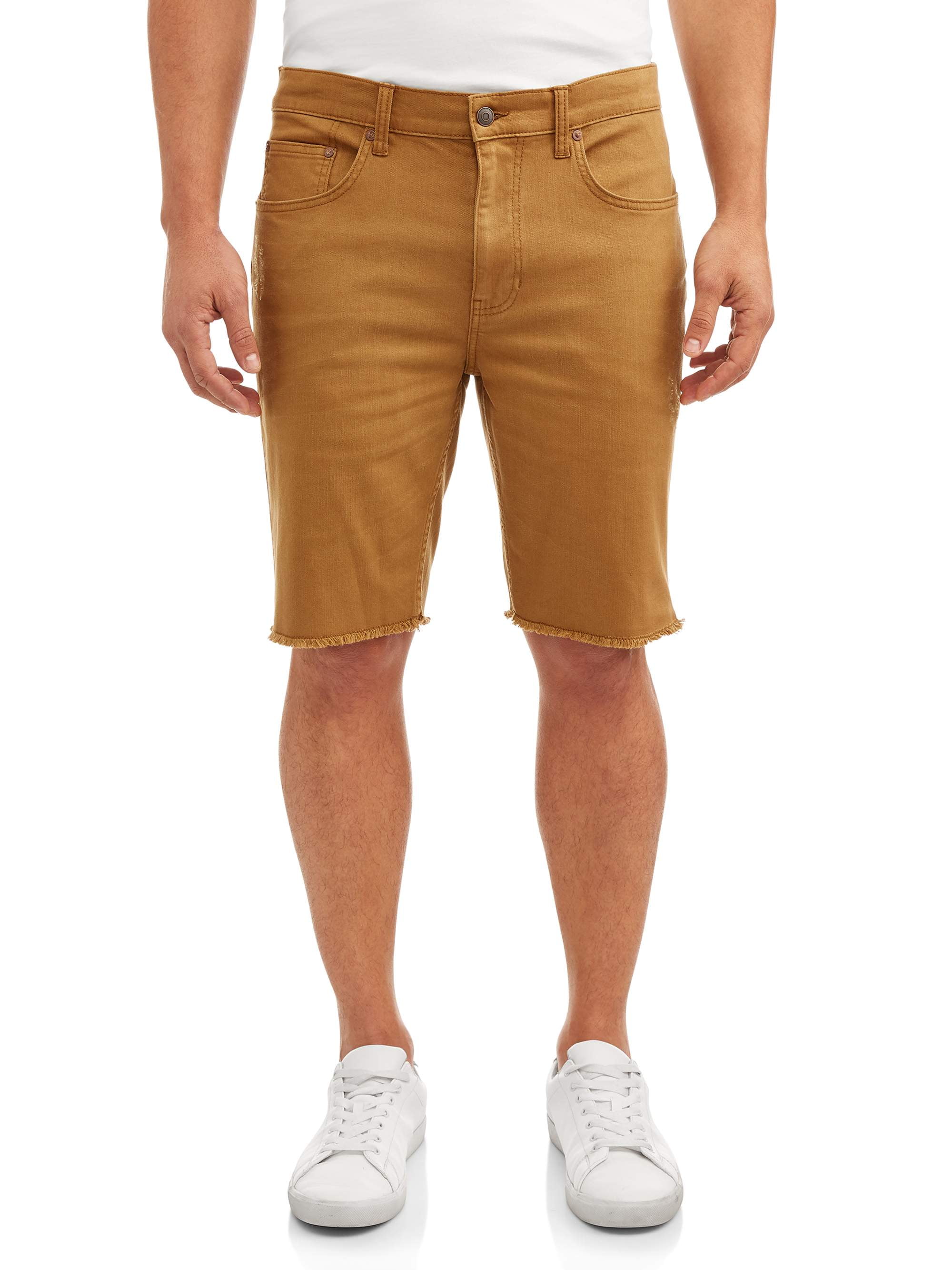orange denim shorts