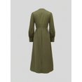 thumbnail image 5 of Olive Green Long Sleeve Zipper Front Maxi Dress For Women, Elegant Casual Style, 5 of 6