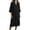 Black, variant on Ohufall Women's Cotton Linen Midi Dress Turndown Collared Button-Down Dress Ruched Loose Fit Holiday Casual Dress