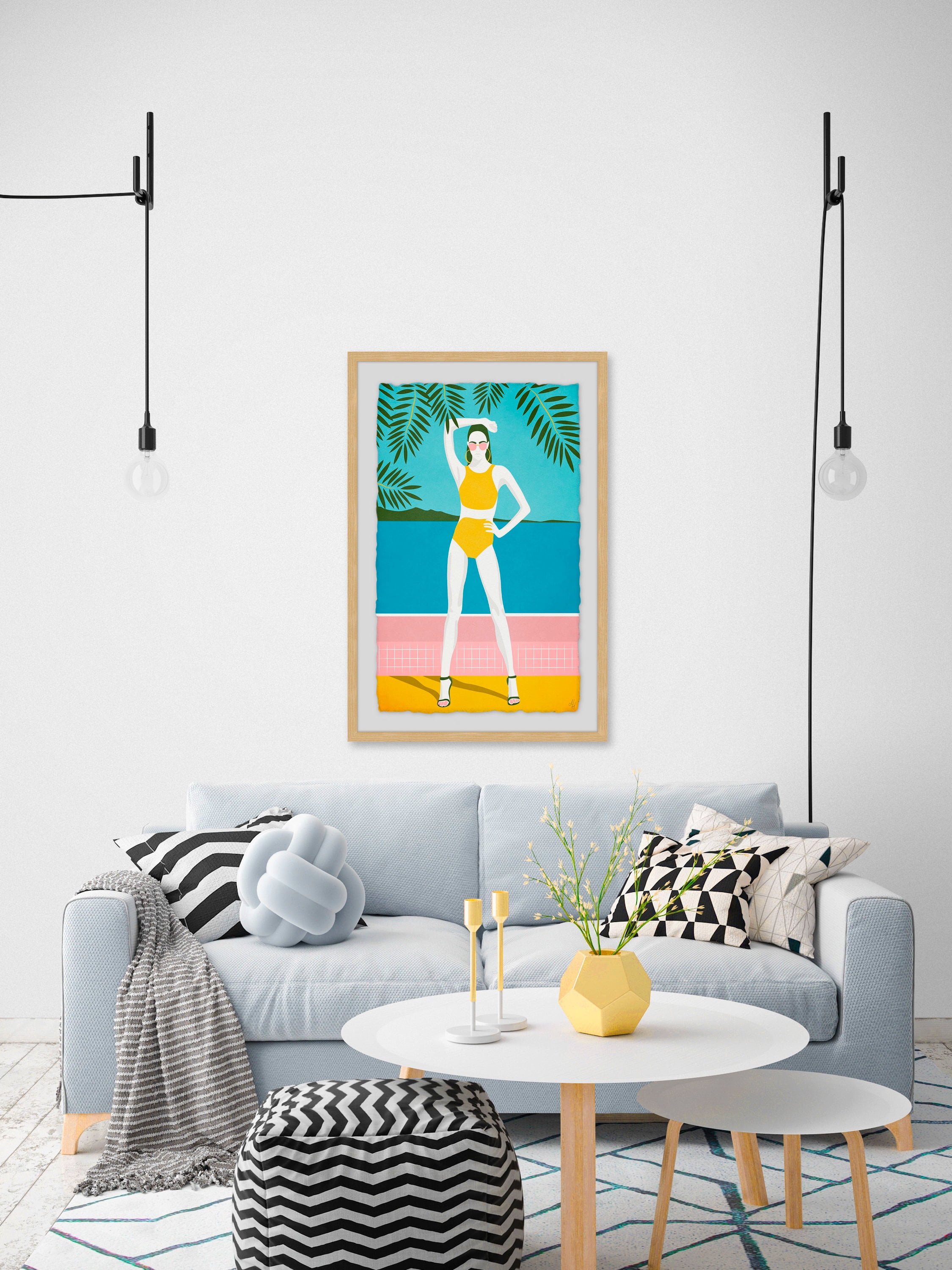 Yellow Bikini Framed Painting Print