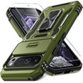 thumbnail image 1 of KOMI Case for Google Pixel 9/9 Pro with Slide Camera Cover+Screen Protector(1 Pack), Rotated Ring Kickstand Military Grade Shockproof Protective Cover-Olive Green, 1 of 5