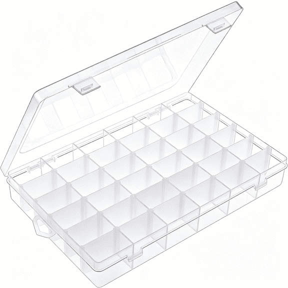 ACDANC 36 Grids Clear Plastic Organizer Box with Adjustable Compartment Dividers Rock Collection Box for Bead,Nails,Jewelry,Art,Diy Crafts,Fishing Tackle,Small Items Organizers and Storage