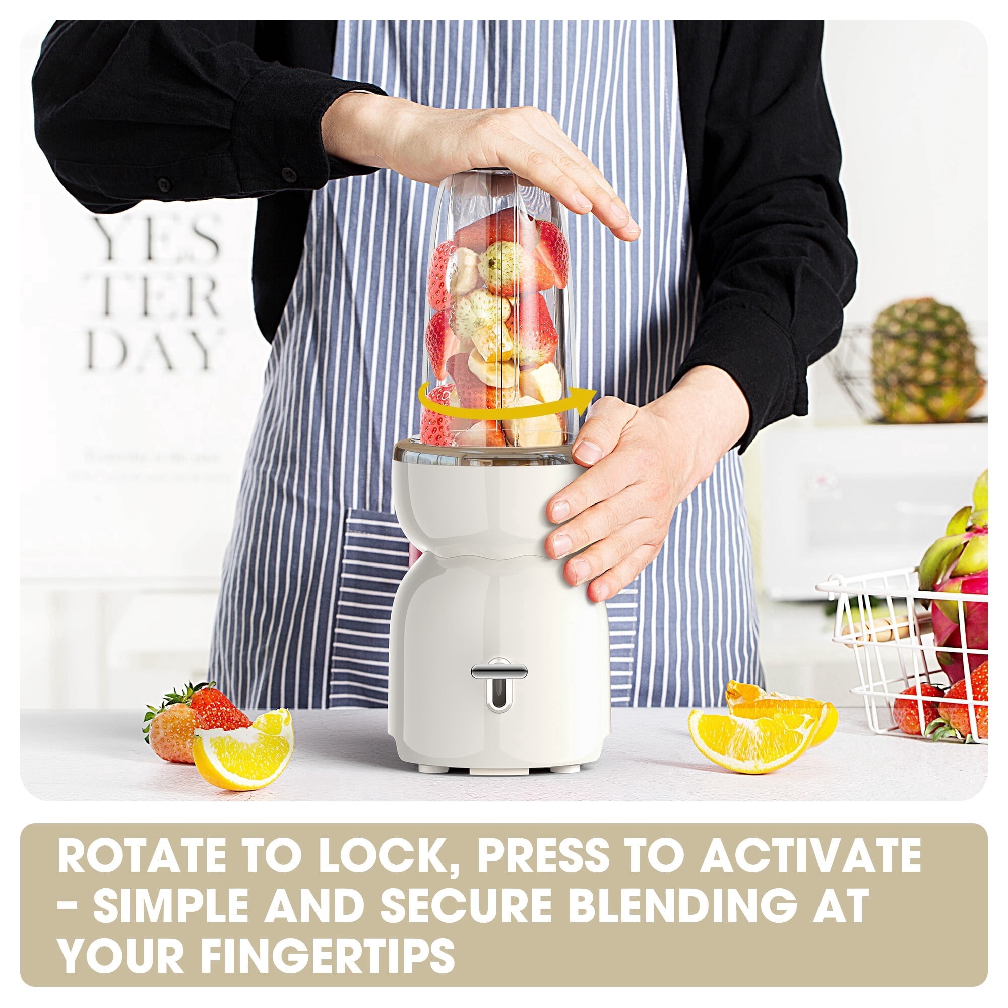 RUIE Personal Blender for Shakes,Ice Crushing Smoothies and Frozen Drinks Nuts,One-Touch Operation,Compact Space Saving Design for Kitchen,Travel and Office